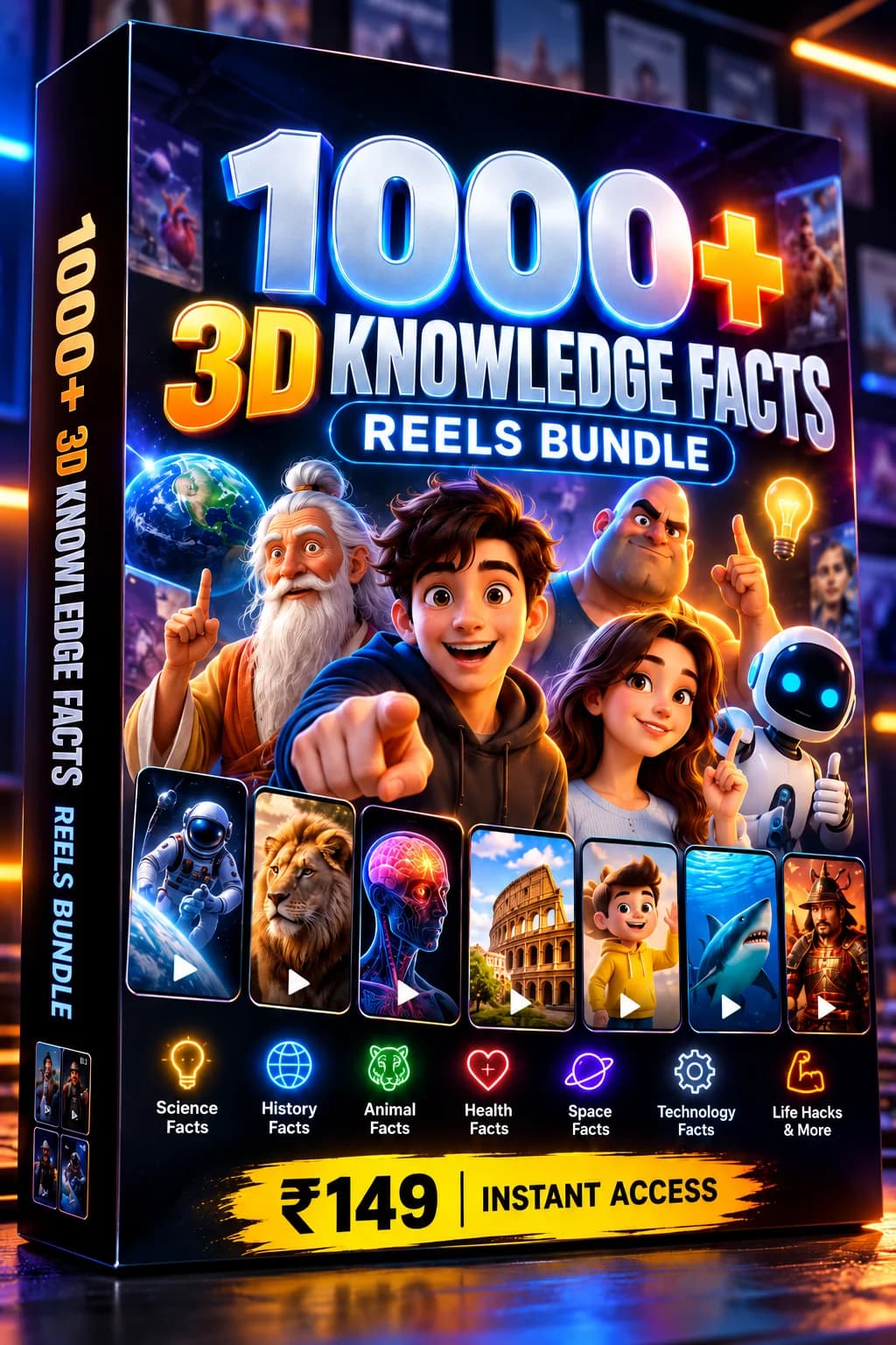 1000+ 3D Knowledge Facts Reels Bundle | Download for ₹149